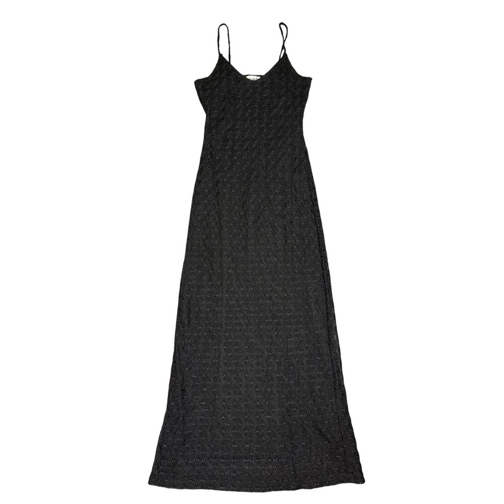 Vintage Rhapsody Womens Size L Black Long Knit Textured Dress